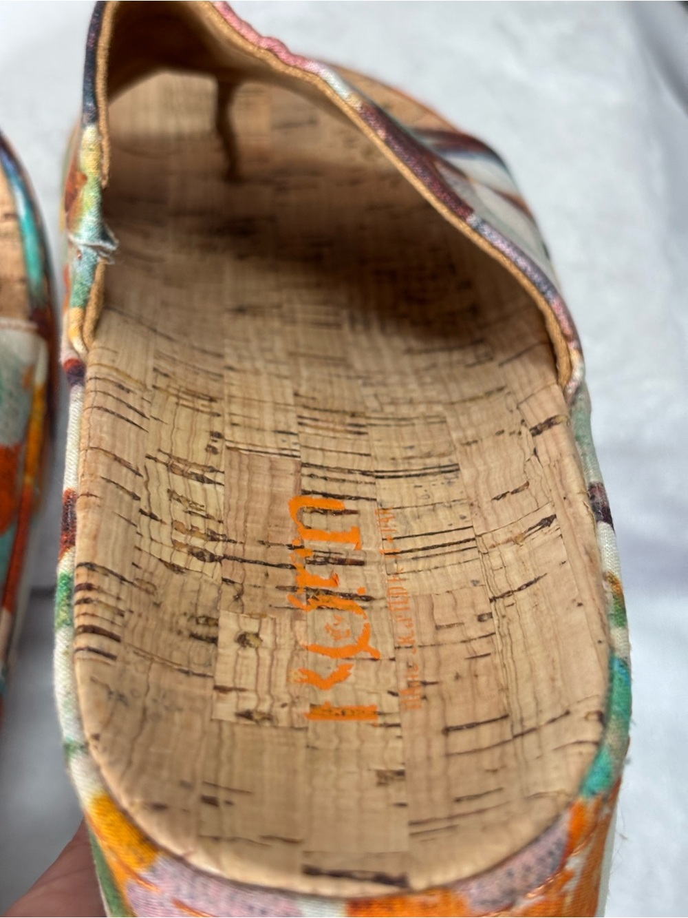 Born Sharr Multicolor Fabric Platform Slide Sandals Cork Wedge Women's Size 10 - Picture 14 of 16